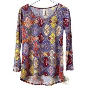 LULAROE Lynnae Top Size XS Tunic Tee Womens Boho Long Sleeve